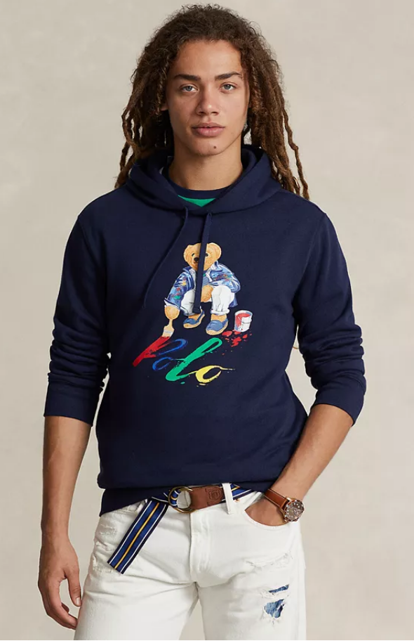 Polo Ralph Lauren Men's Fleece Polo Bear Sweatshirt Hoodie Blue Medium