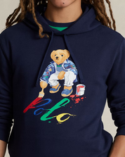 Polo Ralph Lauren Men's Bear Paint Graphic Sweatshirt Fleece Hoodie Blue XL