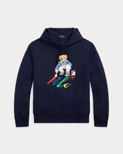 Polo Ralph Lauren Men's Bear Paint Graphic Sweatshirt Fleece Hoodie Blue XL