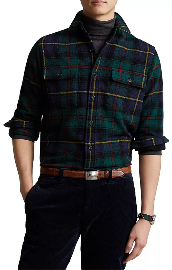 Polo Ralph Lauren Mens the Polo Tartan Button Down Workshirt Green XL