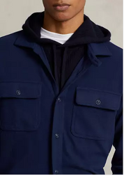 Polo Ralph Lauren Mens Classic Fit Knit Flannel Button Down Workshirt Blue XL