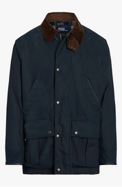 Polo Ralph Lauren Mens Waxed Cotton Car Coat Jacket Navy Blue 2XL