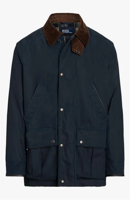 Polo Ralph Lauren Mens Waxed Cotton Car Coat Jacket Navy Blue 2XL