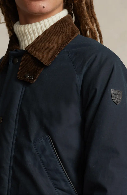 Polo Ralph Lauren Mens Waxed Cotton Car Coat Jacket Navy Blue 2XL