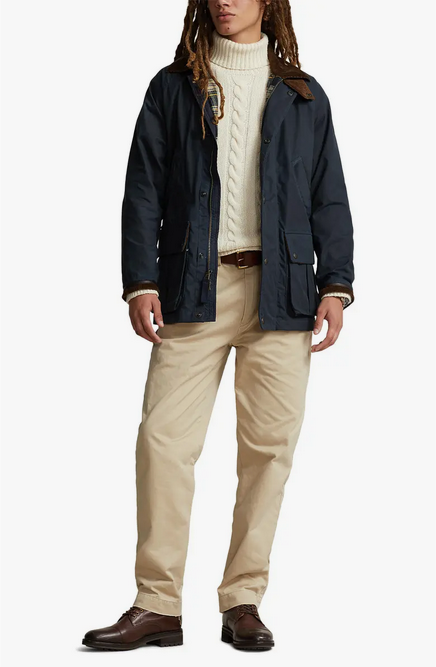 Polo Ralph Lauren Mens Waxed Cotton Car Coat Jacket Navy Blue 2XL