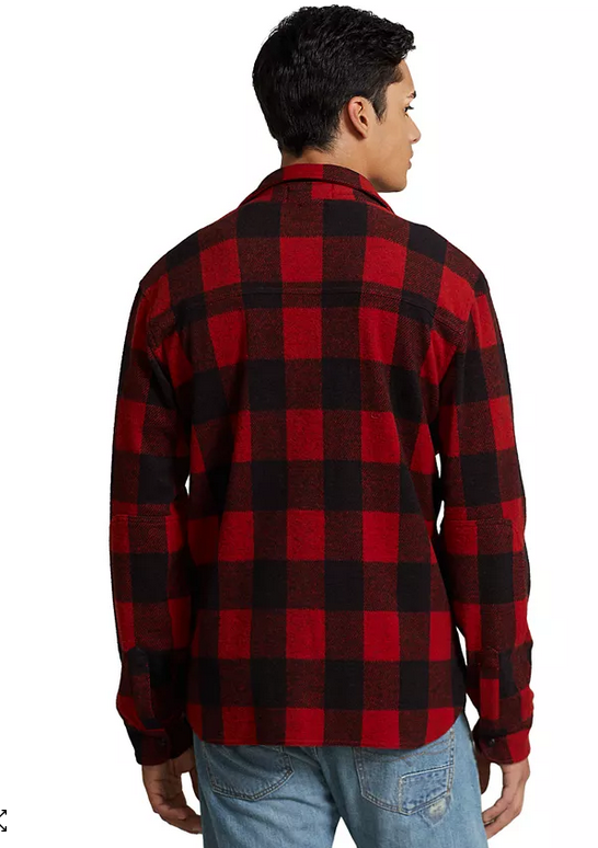 Polo Ralph Lauren Men's Plaid Knit Flannel Button Down Workshirt Red 2XL