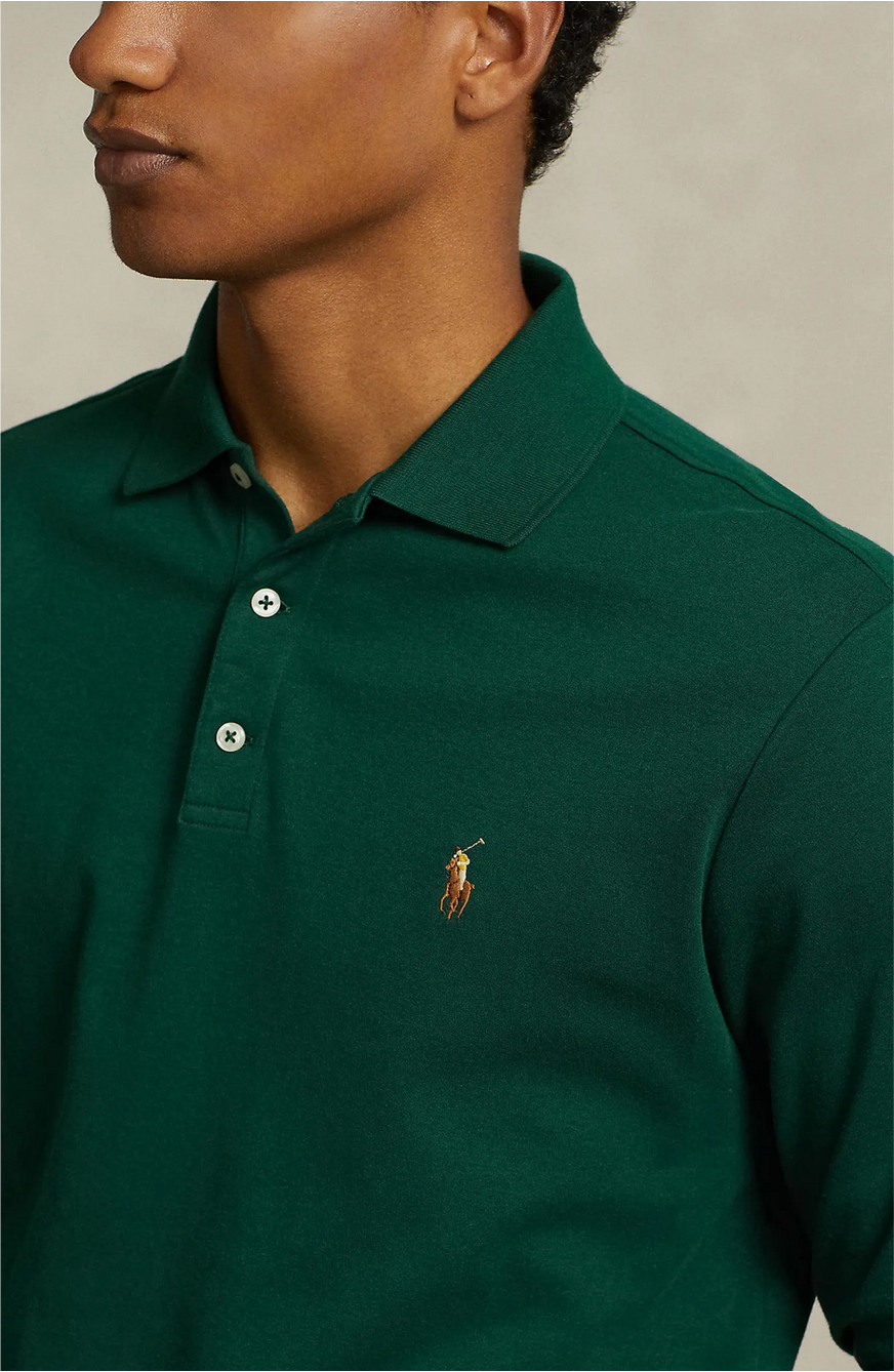 Polo Ralph Lauren Mens Classic Fit Long Sleeve Polo Shirt Green Large