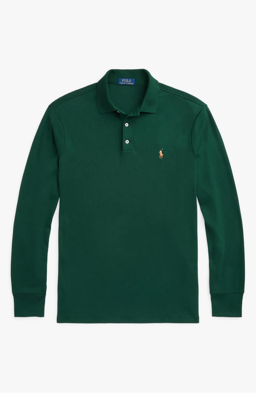 Polo Ralph Lauren Mens Classic Fit Long Sleeve Polo Shirt Green Large