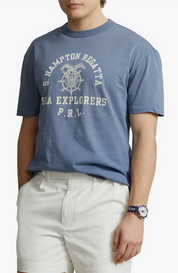 Polo Ralph Lauren Men's Logo Seal Graphic T Shirt Capri Blue Small