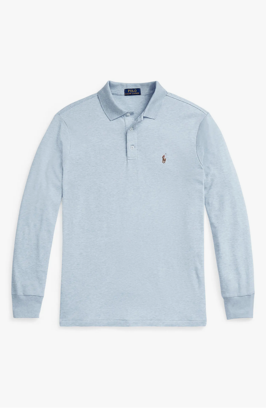 Polo Ralph Lauren Men's Classic Fit Long Sleeve Polo Shirt Blue Heather Medium