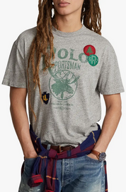 Polo Ralph Lauren Mens Classic Fit Sportsman Graphic T Shirt Grey XL