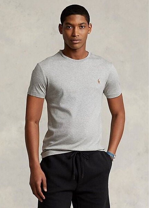 Polo Ralph Lauren Mens Custom Slim Fit Cotton Short Sleeve T Shirt Grey 2XL