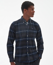 Barbour Mens Kyeloch Tailored Fit Plaid Button Down Shirt Black XL