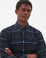 Barbour Mens Kyeloch Tailored Fit Plaid Button Down Shirt Black XL