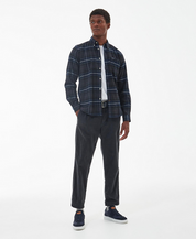 Barbour Mens Kyeloch Tailored Fit Plaid Button Down Shirt Black XL