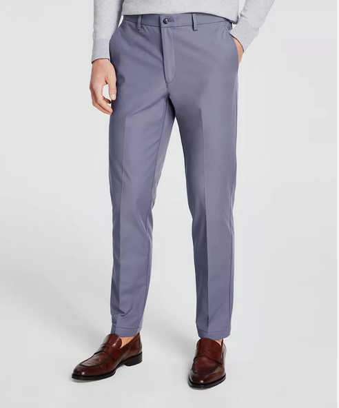 Michael Kors Men's Classic Fit Flat Front Cotton Dress Pants Ash Blue 40 x 32