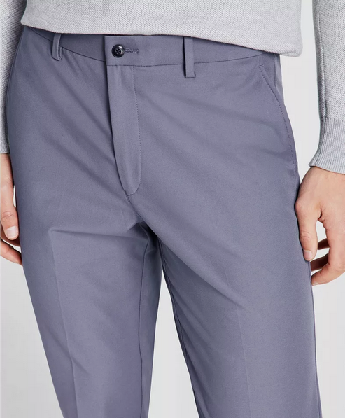 Michael Kors Men's Classic Fit Flat Front Cotton Dress Pants Ash Blue 33 x 32