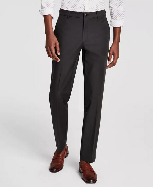 Michael Kors Mens Classic Fit Flat Front Cotton Dress Pants Dark Olive 38 x 34