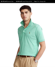 Polo Ralph Lauren Mens Classic Fit Polo Shirt Resort Green Heather Medium