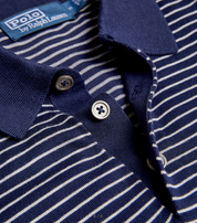 Polo Ralph Lauren Mens Striped Regular Fit Polo Collar Sweater Blue White XL