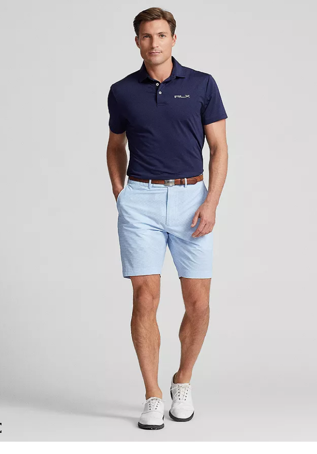Polo Ralph Lauren Mens Stretch Houndstooth Tailored Fit 9 Shorts Blue Lagoon 34