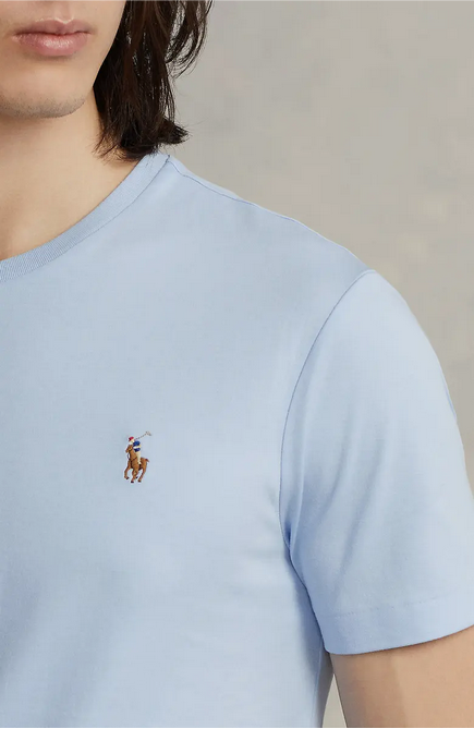 Polo Ralph Lauren Mens Cotton Embroidered Logo T Shirt Light Blue Medium