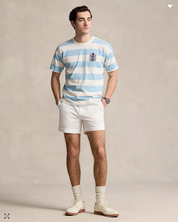 Polo Ralph Lauren Mens Vintage Fit Striped Slub Jersey T Shirt Blue Beige Small