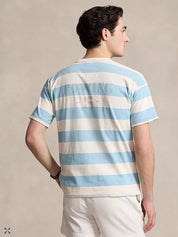 Polo Ralph Lauren Mens Vintage Fit Striped Slub Short Sleeve T Shirt Blue XL