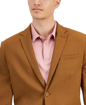 Alfani Men's Classic Fit Textured Seersucker Suit Jacket Brown Large