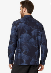 Ted Baker London Mens Regular Fit Tree Print Button Down Shirt Blue Large / 4