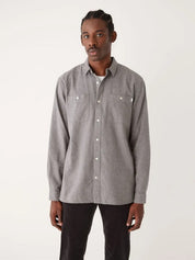 Frank and Oak Mens Nepped Worker Button Down Shirt Grey XXL