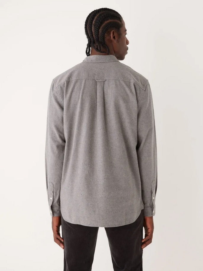 Frank and Oak Mens Nepped Worker Button Down Shirt Grey XXL