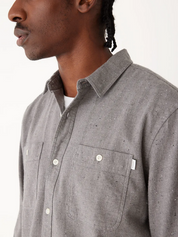 Frank And Oak Mens Relaxed fit Button-Up Shirt Large Grey