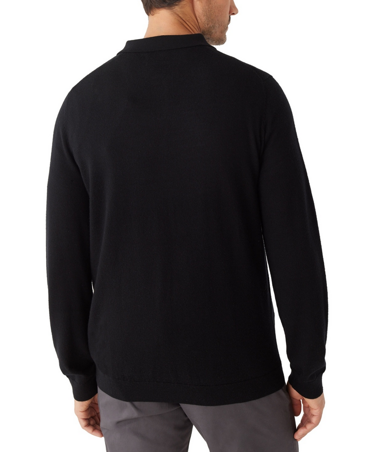 Frank And Oak Mens Merino Wool Long Sleeve Polo Sweater Black Small