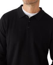 Frank And Oak Mens Merino Wool Long Sleeve Polo Sweater Black Small