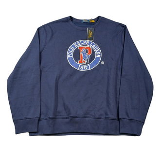 Polo Ralph Lauren Mens Crewneck Pullover Logo Sweatshirt Blue Large