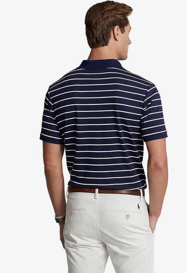 Polo Ralph Lauren Mens Classic Fit Striped Polo Shirt Soft French Navy 2XL