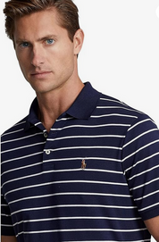 Polo Ralph Lauren Mens Classic Fit Striped Polo Shirt Soft French Navy 2XL
