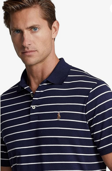 Polo Ralph Lauren Mens Classic Fit Striped Polo Shirt Soft French Navy 2XL
