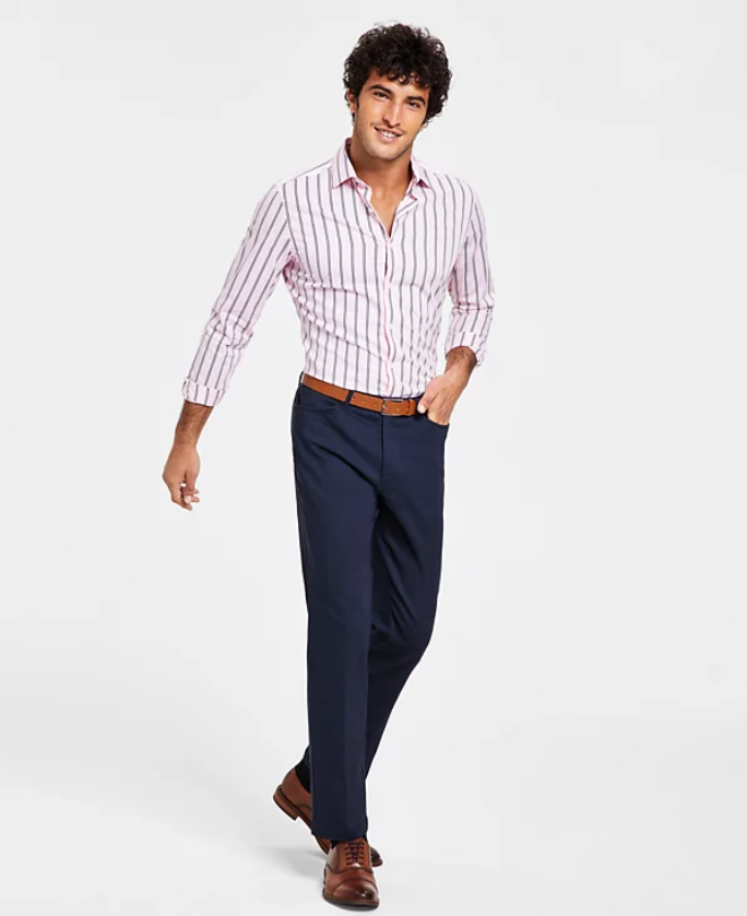 Tommy Hilfiger Men's TH Flex Modern Fit Four Pocket Twill Pants Navy 36 x 32