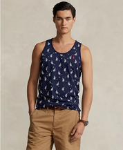 Polo Ralph Lauren Mens Cotton Printed Sleeveless Tank T Shirt Navy Sailboats XL