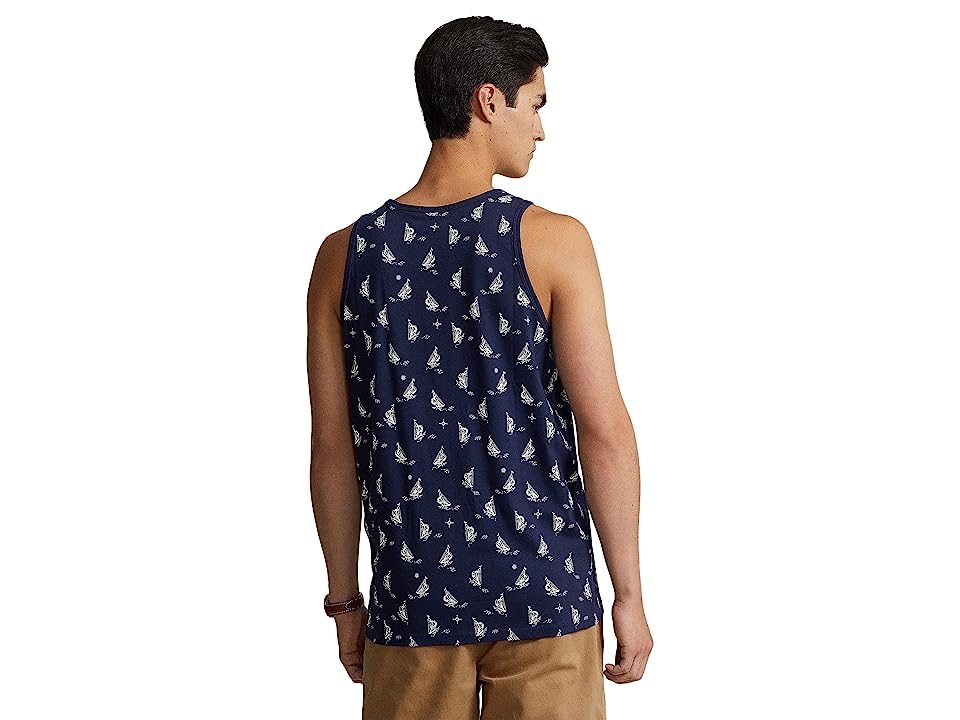 Polo Ralph Lauren Mens Cotton Printed Sleeveless Tank T Shirt Navy Sailboats XL