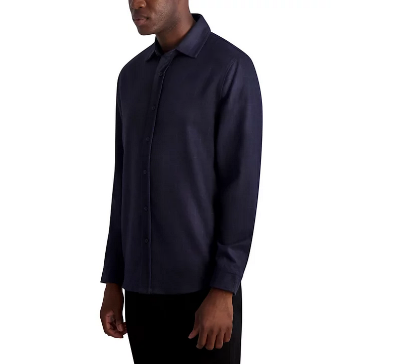 Karl Lagerfeld Paris Mens Mens Long Sleeve Plaid Button Down Shirt Blue Small