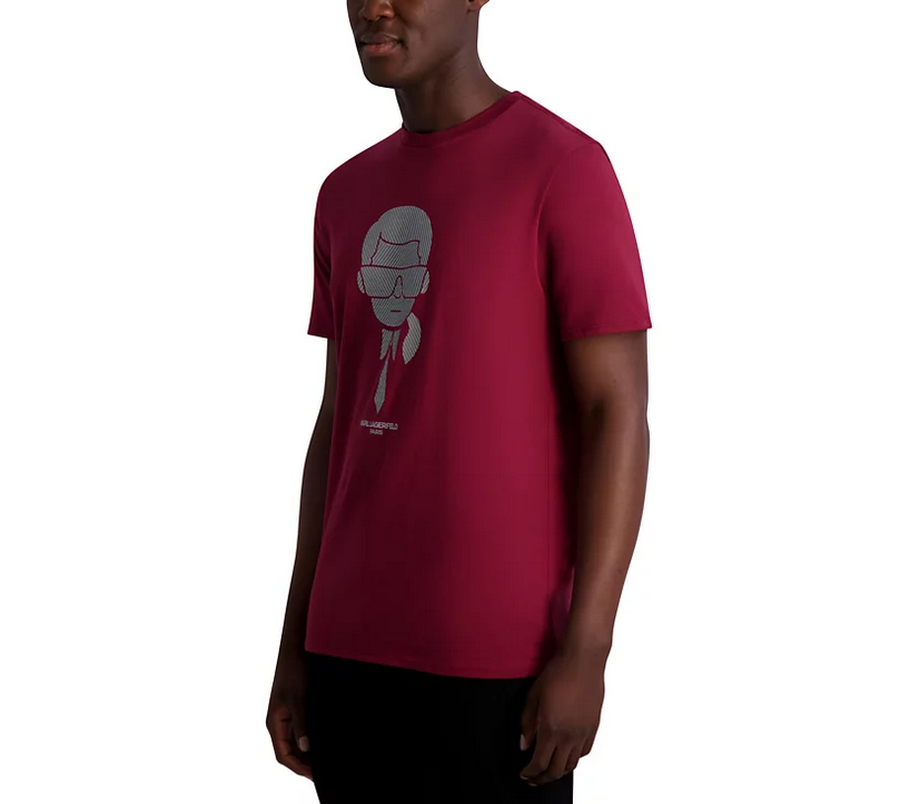 Karl Lagerfeld Paris Mens Metallic Karl Graphic Short Sleeve T Shirt Wine XL