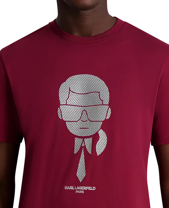 Karl Lagerfeld Paris Mens Metallic Karl Graphic Short Sleeve T Shirt Wine XL