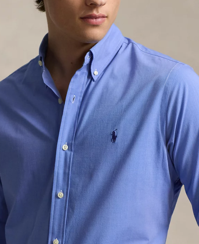 Polo Ralph Lauren Slim Fit Long Sleeve Poplin Button Down Shirt Blue Small