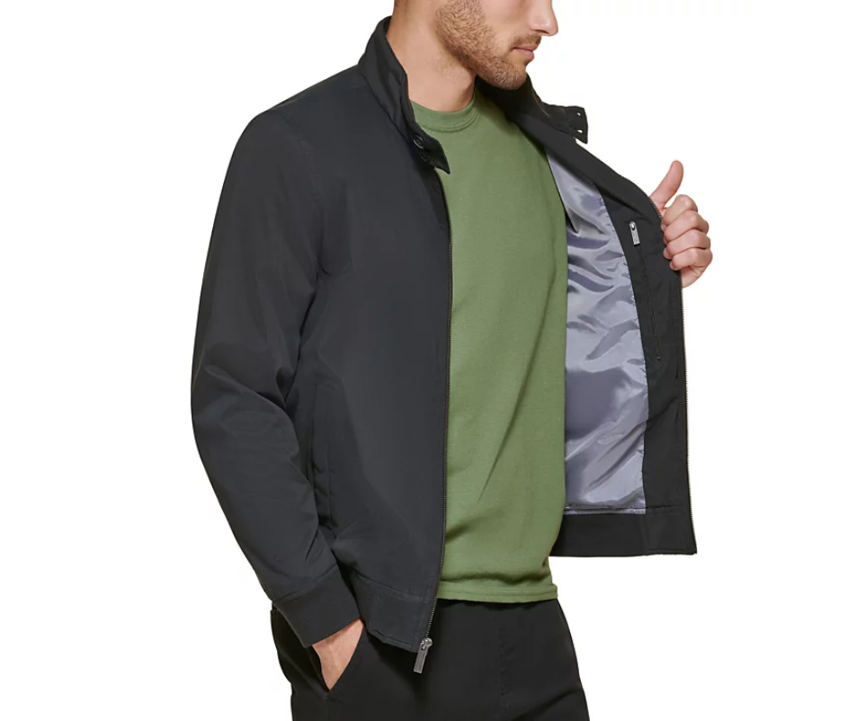 Club Room Men's Regular Fit Bomber Jacket Black Medium