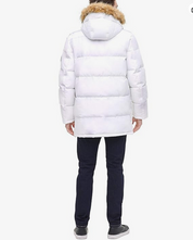 Tommy Hilfiger Mens Artic Faux Fur Long Snorkel Coat White Medium