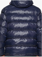 Tommy Hilfiger Men's Fashion Shine Quilted Hooded Puffer Jacket Navy Medium