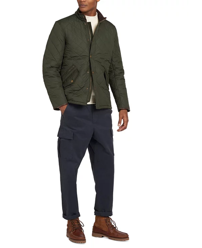 Barbour Mens Regular fit Quilted Coat Medium Green Solid